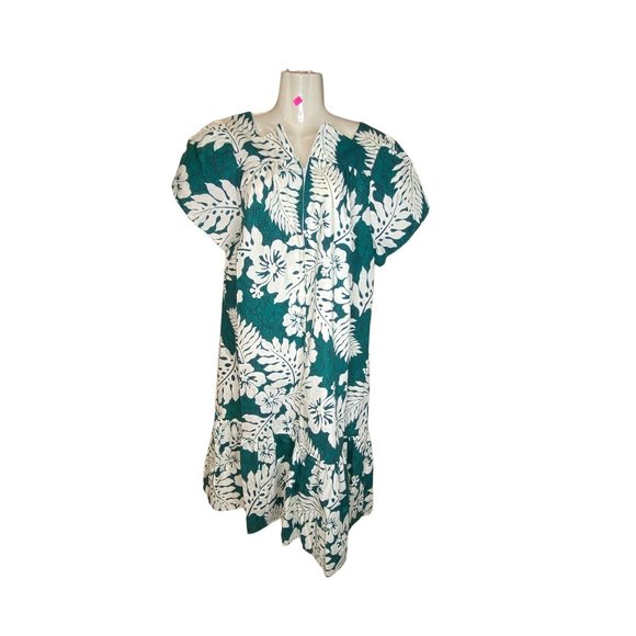 Royal Creation Tiki dress zip back leaves pattern Hawaii Medium - Picture 12 of 13